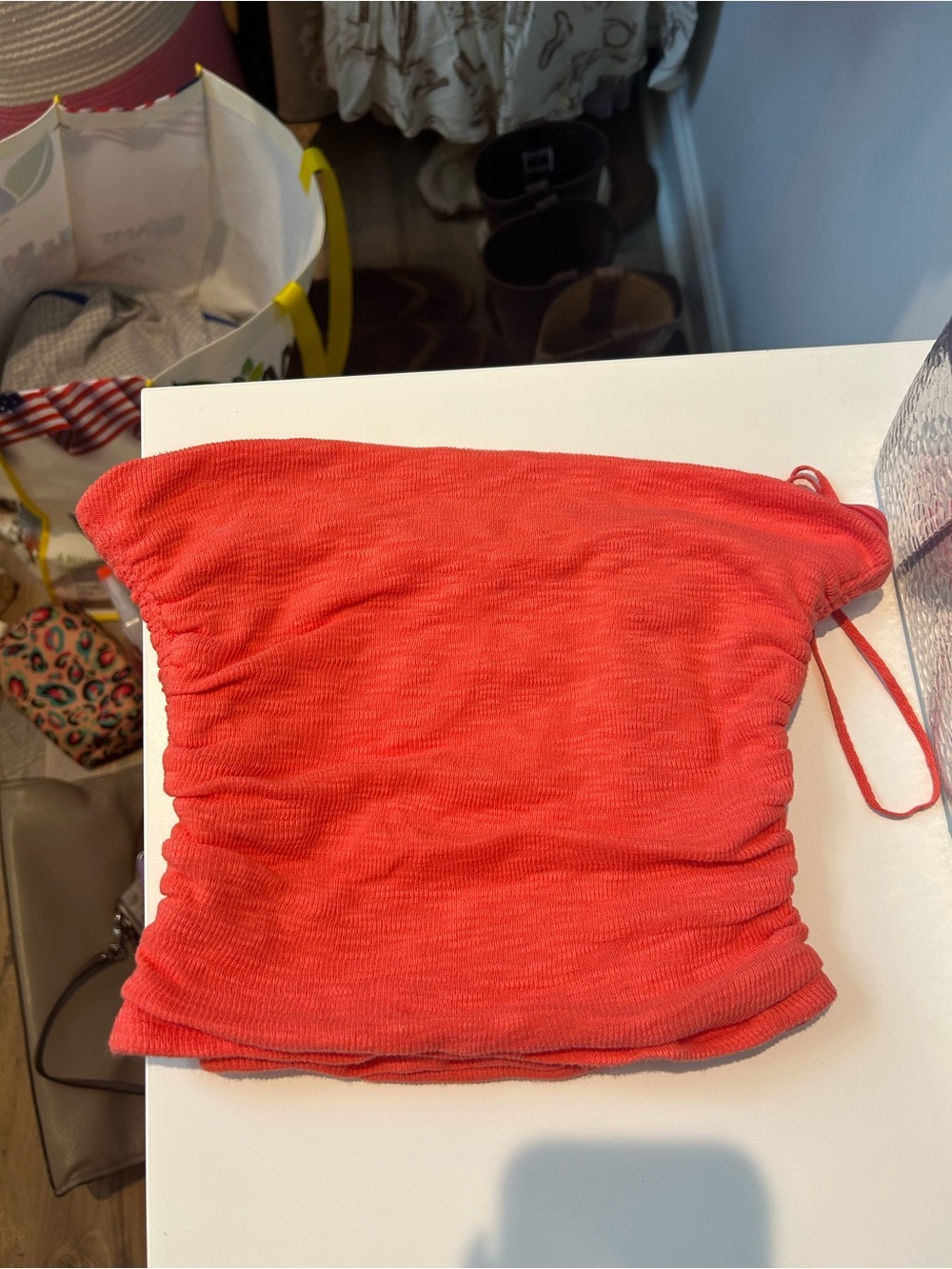 Free People Coral Strapless Ruched Tube Top